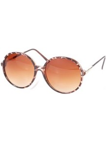 Oversized Circular Sunglasses Sand - predominant colour: chocolate brown; secondary colour: gold; occasions: casual, holiday; style: round; size: large; material: plastic/rubber; pattern: tortoiseshell; finish: plain