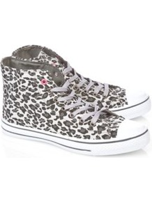 Animal Print High Tops Ash - secondary colour: white; predominant colour: charcoal; occasions: casual; material: fabric; heel height: flat; heel: standard; toe: round toe; boot length: ankle boot; style: high top; trends: sporty redux; finish: plain; pattern: animal print; embellishment: toe cap