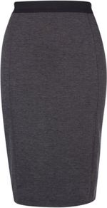 Jersey Pencil Skirt With Contrast Waistband Ash - pattern: plain; style: pencil; fit: tight; waist detail: elasticated waist; waist: high rise; predominant colour: charcoal; occasions: evening, work; length: on the knee; fibres: polyester/polyamide - stretch; texture group: jersey - clingy; pattern type: fabric