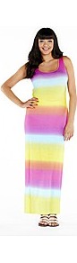 Ombre Jersey Maxi Dress - sleeve style: standard vest straps/shoulder straps; pattern: horizontal stripes; style: maxi dress; occasions: casual, holiday; length: floor length; fit: body skimming; neckline: scoop; fibres: polyester/polyamide - stretch; predominant colour: multicoloured; sleeve length: sleeveless; trends: striking stripes; pattern type: fabric; pattern size: standard; texture group: jersey - stretchy/drapey