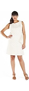 Sixties Style Sleeveless Daisy Lace Shift Dress - style: shift; neckline: round neck; pattern: plain; sleeve style: sleeveless; predominant colour: white; occasions: evening, work, occasion; length: just above the knee; fit: soft a-line; fibres: polyester/polyamide - 100%; sleeve length: sleeveless; texture group: lace; trends: glamorous day shifts; pattern type: fabric; pattern size: standard; embellishment: lace