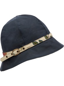 Summer Wax Cloche Hat, Navy, Medium - predominant colour: navy; occasions: casual, holiday; type of pattern: light; style: cloche; size: standard; material: fabric; pattern: patterned/print