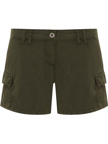 Khaki Pocket Shorts - pattern: plain; style: shorts; waist detail: fitted waist; pocket detail: large back pockets, pockets at the sides; length: short shorts; waist: mid/regular rise; predominant colour: khaki; occasions: casual, holiday; fibres: cotton - 100%; hip detail: fitted at hip (bottoms); texture group: cotton feel fabrics; fit: straight leg; pattern type: fabric