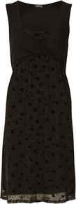 Black Bird Print Twist Tunic - style: shift; fit: empire; sleeve style: sleeveless; bust detail: knot twist front detail at bust; predominant colour: black; occasions: casual, evening, occasion; length: just above the knee; fibres: polyester/polyamide - stretch; sleeve length: sleeveless; neckline: low square neck; pattern type: fabric; pattern size: light/subtle; pattern: patterned/print; texture group: jersey - stretchy/drapey