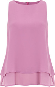 Lilac Layered Tunic - neckline: round neck; pattern: plain; sleeve style: sleeveless; predominant colour: lilac; occasions: evening; length: standard; style: top; fibres: polyester/polyamide - 100%; fit: loose; sleeve length: sleeveless; texture group: sheer fabrics/chiffon/organza etc.; pattern type: fabric