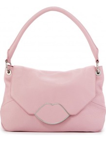 Powder Pink Leather Small Nicola - predominant colour: pink; secondary colour: silver; occasions: casual, evening, work, occasion; type of pattern: light; style: shoulder; length: shoulder (tucks under arm); size: standard; material: leather; pattern: plain; finish: plain; embellishment: chain/metal