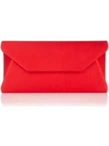 Envelope Bag - predominant colour: true red; occasions: evening, occasion; type of pattern: standard; style: clutch; length: hand carry; size: small; material: satin; pattern: plain; finish: plain