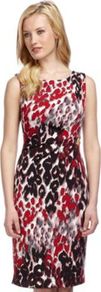 Blurred Animal Print Jersey Dress - style: shift; neckline: round neck; fit: tailored/fitted; sleeve style: sleeveless; secondary colour: true red; occasions: evening, occasion; length: on the knee; fibres: polyester/polyamide - stretch; predominant colour: multicoloured; sleeve length: sleeveless; trends: statement prints; pattern type: fabric; pattern size: standard; pattern: patterned/print; texture group: other - light to midweight