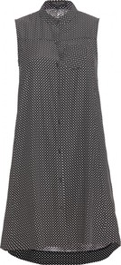 Aberdeen Silk Shirt Dress - style: shirt; length: mid thigh; neckline: shirt collar/peter pan/zip with opening; sleeve style: sleeveless; secondary colour: white; occasions: casual, holiday; fit: soft a-line; back detail: longer hem at back than at front; texture group: crepes; predominant colour: monochrome; pattern type: fabric; pattern size: light/subtle; pattern: patterned/print; fibres: silk - stretch