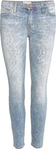 The Stiletto Skinny Jeans - style: skinny leg; pocket detail: traditional 5 pocket; waist: mid/regular rise; predominant colour: pale blue; occasions: casual, evening; length: ankle length; fibres: cotton - stretch; jeans detail: whiskering, shading down centre of thigh; texture group: denim; pattern type: fabric; pattern size: light/subtle; pattern: animal print