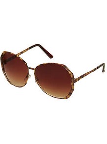 Metal Butterfly Sunglasses - predominant colour: chocolate brown; occasions: casual, holiday; style: square; size: large; material: plastic/rubber; pattern: tortoiseshell; finish: plain