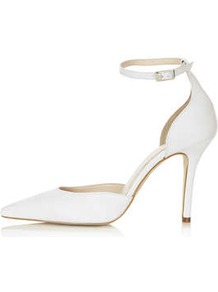 Gizmo Ankle Strap Court Shoes - predominant colour: white; occasions: evening, work, occasion; material: suede; heel height: high; ankle detail: ankle strap; heel: stiletto; toe: pointed toe; style: courts; finish: plain; pattern: plain