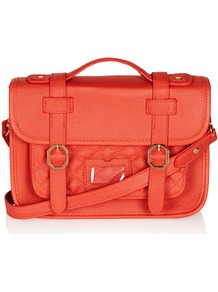 Mini Quilted Satchel - predominant colour: coral; occasions: casual; style: satchel; length: across body/long; size: small; material: faux leather; embellishment: quilted; pattern: plain; finish: plain