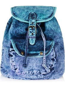 Dip Dye Backpack - predominant colour: denim; occasions: casual, holiday; style: rucksack; length: rucksack; size: standard; material: fabric; pattern: plain; finish: plain