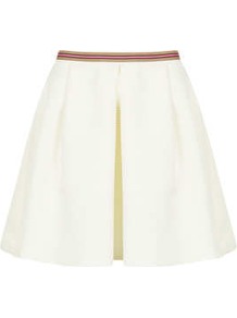Textured Pleat Full Skirt - length: mid thigh; pattern: plain; style: full/prom skirt; fit: loose/voluminous; waist: mid/regular rise; predominant colour: white; occasions: casual, evening, occasion, holiday; fibres: polyester/polyamide - 100%; hip detail: structured pleats at hip; waist detail: narrow waistband; texture group: ornate wovens; trends: volume; pattern type: fabric