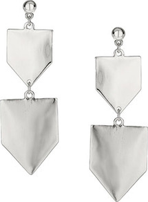 Shield Drop Earrings - predominant colour: silver; occasions: evening, occasion, holiday; style: drop; length: extra long; size: standard; material: chain/metal; fastening: pierced; trends: metallics; finish: metallic; embellishment: chain/metal