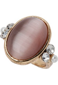 Cats Eye Rhinestone Ring - predominant colour: chocolate brown; secondary colour: gold; occasions: evening, work, occasion, holiday; style: cocktail; size: large/oversized; material: chain/metal; trends: metallics; finish: metallic; embellishment: crystals