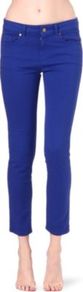Skinny Mid Rise Cropped Jeans - style: skinny leg; pattern: plain; pocket detail: traditional 5 pocket; waist: mid/regular rise; predominant colour: royal blue; occasions: casual, evening, holiday; length: ankle length; fibres: cotton - stretch; texture group: denim; pattern type: fabric