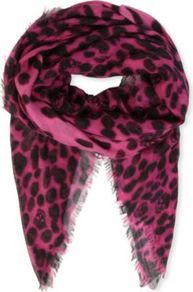 Leopard Skull Cashmere And Silk Blend Pashmina - predominant colour: hot pink; secondary colour: black; occasions: casual, evening, work, occasion; type of pattern: heavy; style: pashmina; size: standard; embellishment: fringing; pattern: animal print; trends: statement prints; material: cashmere