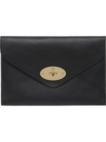 Willow Silky Calf Leather Clutch - predominant colour: black; occasions: evening, work, occasion; type of pattern: standard; style: clutch; length: hand carry; size: standard; material: leather; pattern: plain; finish: plain; embellishment: chain/metal