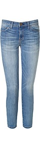 The Stiletto Carriage 7/8 Jeans - style: skinny leg; pattern: plain; pocket detail: traditional 5 pocket; waist: mid/regular rise; predominant colour: denim; occasions: casual; length: ankle length; fibres: cotton - stretch; jeans detail: whiskering, shading down centre of thigh; texture group: denim; pattern type: fabric