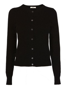 The Crew Cardi, Black - neckline: round neck; sleeve style: extended cuff; pattern: plain; hip detail: fitted at hip; bust detail: buttons at bust (in middle at breastbone)/zip detail at bust; predominant colour: black; occasions: casual, evening, work; length: standard; style: standard; fibres: cotton - mix; fit: standard fit; sleeve length: extra long; texture group: knits/crochet; pattern type: knitted - fine stitch
