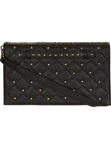 Kardashian Kollection Black Studded Large Clutch - secondary colour: gold; predominant colour: black; occasions: casual, evening, occasion; style: clutch; length: hand carry; size: small; material: faux leather; embellishment: studs; pattern: plain; finish: plain