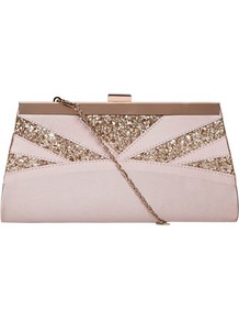 Dp Occasion Pink Glitter Bag - predominant colour: blush; secondary colour: gold; occasions: evening, occasion; type of pattern: light; style: clutch; length: hand carry; size: small; material: fabric; embellishment: glitter; finish: plain; pattern: colourblock