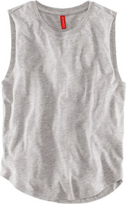 Top - neckline: round neck; pattern: plain; sleeve style: sleeveless; style: vest top; predominant colour: light grey; occasions: casual, holiday; length: standard; fibres: cotton - 100%; fit: straight cut; hip detail: dip hem; sleeve length: sleeveless; texture group: cotton feel fabrics; pattern type: fabric