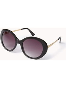 F8981 Retro Round Sunglasses - secondary colour: gold; predominant colour: black; occasions: casual, holiday; style: round; size: large; material: plastic/rubber; finish: plain; pattern: colourblock