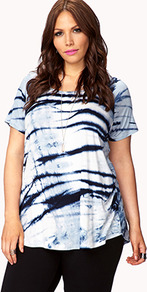 Cutout Tie Dye Tee - neckline: round neck; style: t-shirt; predominant colour: white; secondary colour: black; occasions: casual, holiday; length: standard; fibres: viscose/rayon - stretch; fit: loose; back detail: longer hem at back than at front; sleeve length: short sleeve; sleeve style: standard; pattern type: fabric; pattern size: standard; pattern: patterned/print; texture group: jersey - stretchy/drapey