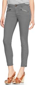 1969 Zipper Legging Skimmer Jeans - style: skinny leg; pattern: plain; waist: mid/regular rise; predominant colour: mid grey; occasions: casual; length: ankle length; fibres: cotton - stretch; texture group: denim; pattern type: fabric