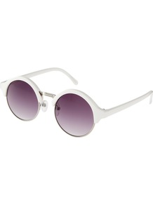 Half Round Sunglasses - predominant colour: white; occasions: casual, holiday; style: round; size: standard; material: plastic/rubber; pattern: plain; finish: plain