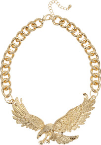 Eagle Necklace - predominant colour: gold; occasions: casual, evening; style: standard; length: choker; size: large/oversized; material: chain/metal; finish: metallic; embellishment: chain/metal