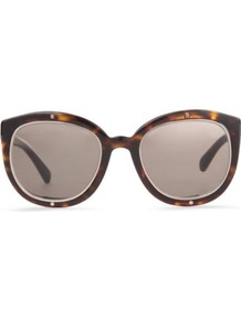 Tortoiseshell Round Frame Sunglasses - predominant colour: chocolate brown; secondary colour: tan; occasions: casual, holiday; style: cateye; size: large; material: plastic/rubber; pattern: tortoiseshell; finish: plain