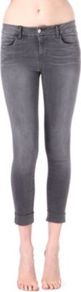 Anja Clean Cuffed Cropped Skinny Mid Rise Jeans - style: skinny leg; pattern: plain; pocket detail: traditional 5 pocket; waist: mid/regular rise; predominant colour: mid grey; occasions: casual; length: calf length; fibres: cotton - stretch; jeans detail: washed/faded; texture group: denim; pattern type: fabric