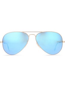 Aviator Sunglasses - predominant colour: pale blue; secondary colour: gold; occasions: casual, holiday; style: aviator; size: standard; material: chain/metal; pattern: plain; trends: fluorescent; finish: metallic