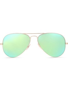 Aviator Sunglasses - predominant colour: pistachio; secondary colour: gold; occasions: casual, holiday; style: aviator; size: standard; material: chain/metal; pattern: plain; trends: metallics; finish: metallic