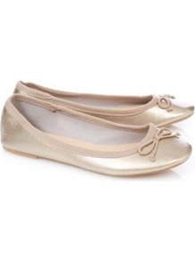 Metallic Ballet Shoes Silver - predominant colour: champagne; occasions: casual, holiday; material: faux leather; heel height: flat; toe: round toe; style: ballerinas / pumps; trends: metallics; finish: metallic; pattern: plain; embellishment: bow