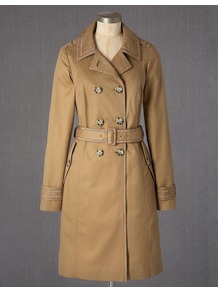 Autumn Trench - pattern: plain; style: trench coat; collar: standard lapel/rever collar; length: mid thigh; predominant colour: camel; fit: tailored/fitted; fibres: cotton - 100%; waist detail: belted waist/tie at waist/drawstring; shoulder detail: discreet epaulette; sleeve length: long sleeve; sleeve style: standard; texture group: cotton feel fabrics; collar break: medium; pattern type: fabric