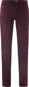 Teak Mid Rise Skinny Jeans - style: straight leg; pattern: plain; pocket detail: traditional 5 pocket; waist: mid/regular rise; predominant colour: burgundy; occasions: casual, evening, holiday; length: ankle length; fibres: cotton - stretch; texture group: denim; pattern type: fabric