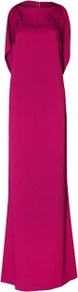 Pink Frill Crepe Column Dress Philosophy De Alberta Ferre - neckline: slash/boat neckline; pattern: plain; sleeve style: sleeveless; style: maxi dress; predominant colour: hot pink; occasions: evening, occasion; length: floor length; fit: straight cut; sleeve length: sleeveless; texture group: crepes; bust detail: tiers/frills/bulky drapes/pleats; pattern type: fabric; fibres: viscose/rayon - mix