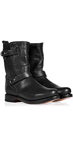 Leather Moto Boots In Black - secondary colour: silver; predominant colour: black; occasions: casual, work; material: leather; heel height: flat; embellishment: buckles; heel: standard; toe: round toe; boot length: ankle boot; style: biker boot; finish: plain; pattern: plain