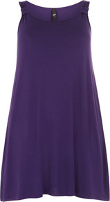 Purple Jersey Cover Up Vest - sleeve style: standard vest straps/shoulder straps; pattern: plain; length: below the bottom; style: vest top; predominant colour: purple; occasions: casual; neckline: scoop; fibres: viscose/rayon - stretch; fit: loose; sleeve length: sleeveless; pattern type: fabric; texture group: jersey - stretchy/drapey