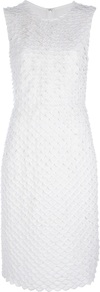 Lizard Effect Sheer Dress - style: shift; length: below the knee; neckline: round neck; fit: tailored/fitted; pattern: plain; sleeve style: sleeveless; predominant colour: white; occasions: evening, occasion; fibres: polyester/polyamide - 100%; sleeve length: sleeveless; texture group: cotton feel fabrics; pattern type: fabric
