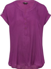 Women's Short Sleeved Over Sized Blouse Shirt Top - pattern: plain; style: t-shirt; bust detail: buttons at bust (in middle at breastbone)/zip detail at bust; predominant colour: purple; occasions: casual, holiday; length: standard; fibres: viscose/rayon - 100%; fit: loose; neckline: crew; sleeve length: short sleeve; sleeve style: standard; pattern type: fabric; texture group: jersey - stretchy/drapey