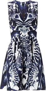 Kaleidoscope Beetle Print Dress - length: mid thigh; neckline: low v-neck; sleeve style: sleeveless; waist detail: fitted waist; secondary colour: white; predominant colour: navy; occasions: evening; fit: fitted at waist & bust; style: fit & flare; fibres: cotton - mix; hip detail: structured pleats at hip; sleeve length: sleeveless; texture group: crepes; pattern type: fabric; pattern size: big & busy; pattern: patterned/print