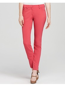 Pants Dantey Mandatory - length: standard; pattern: plain; pocket detail: large back pockets, pockets at the sides; waist: mid/regular rise; predominant colour: coral; occasions: casual, evening, work, holiday; texture group: cotton feel fabrics; fit: skinny/tight leg; pattern type: fabric; style: standard; fibres: nylon - stretch