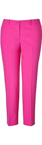 Wool Pants In Begonia - pattern: plain; pocket detail: small back pockets, pockets at the sides; waist: mid/regular rise; predominant colour: hot pink; occasions: casual, evening, work, holiday; length: calf length; fibres: wool - stretch; trends: fluorescent; fit: slim leg; pattern type: fabric; texture group: woven light midweight; style: standard