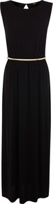 Side Split Slinky Max Dress, Black - neckline: slash/boat neckline; pattern: plain; sleeve style: sleeveless; style: maxi dress; waist detail: belted waist/tie at waist/drawstring; predominant colour: black; occasions: casual, evening, holiday; length: floor length; fit: body skimming; fibres: polyester/polyamide - stretch; hip detail: slits at hip; back detail: keyhole/peephole detail at back; sleeve length: sleeveless; pattern type: fabric; texture group: jersey - stretchy/drapey
